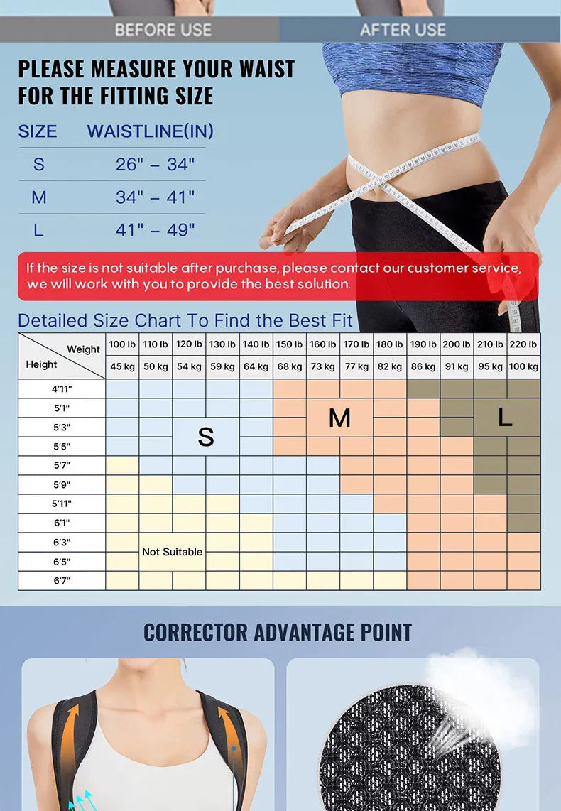 Correcteur de Posture - Ceinture de Soutien Dorsal